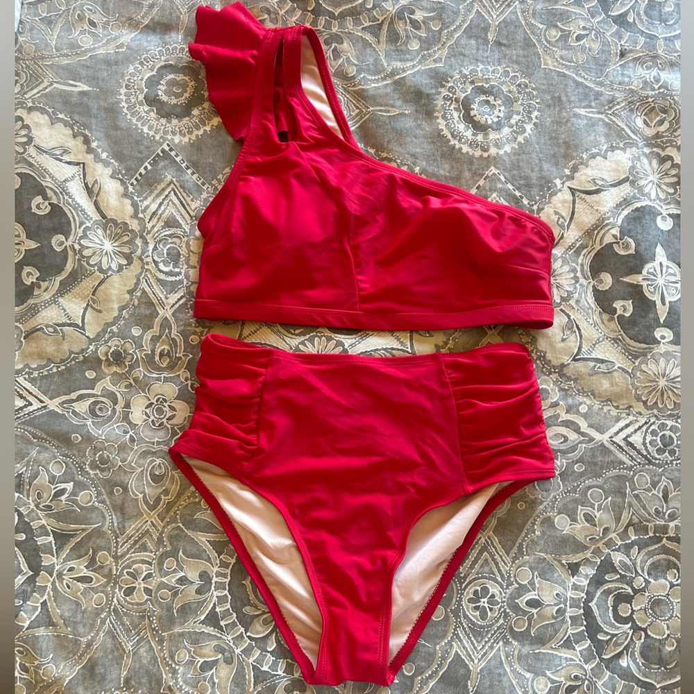 Cupshe Red High-Waist Two-Piece Bikini Set